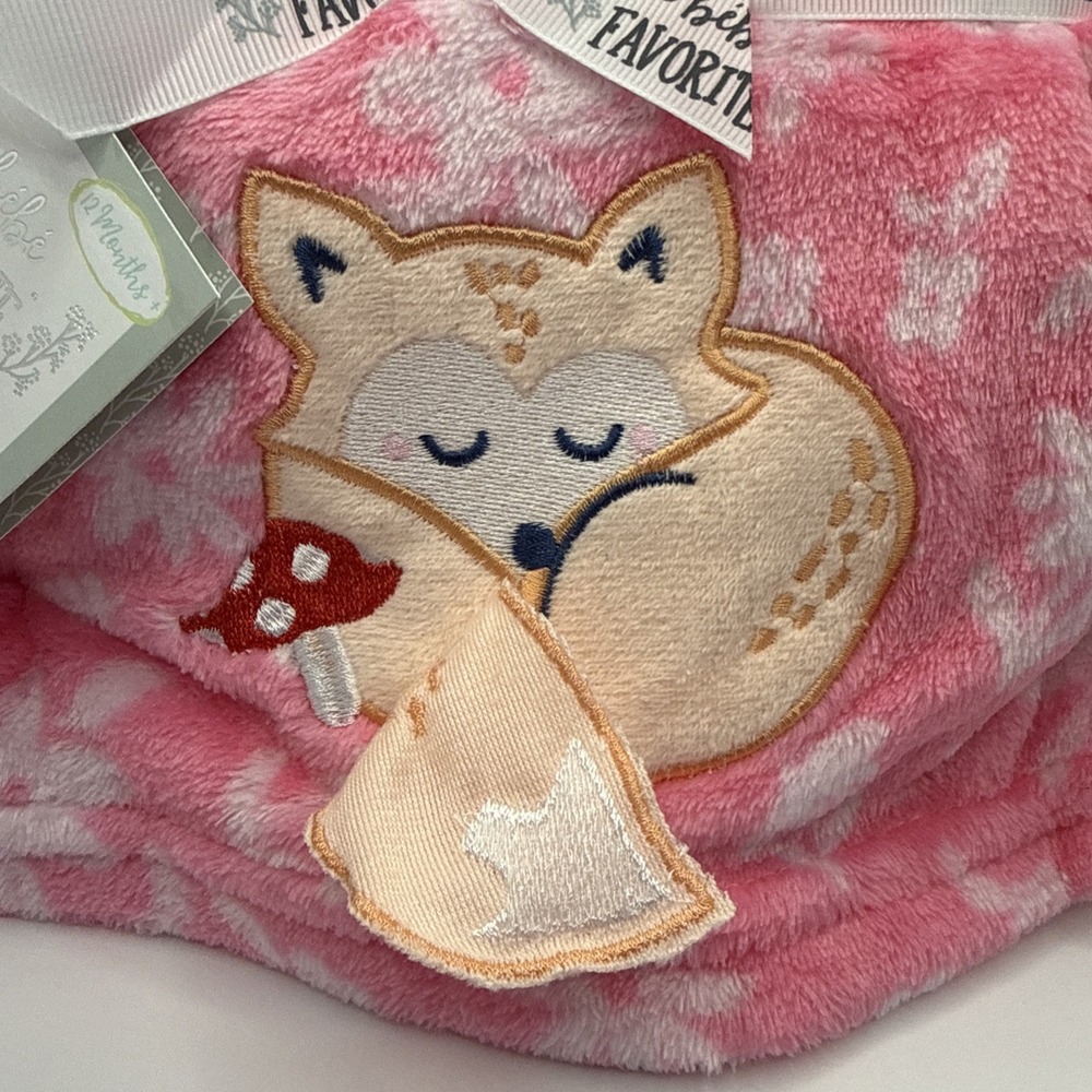 Le Bebe Favorite Baby Blanket Pink Lovey  Security Fox Mushroom NWT - Picture 2 of 5